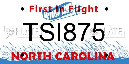 TSI875 North Carolina License Plate