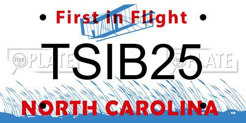 TSIB25 North Carolina License Plate