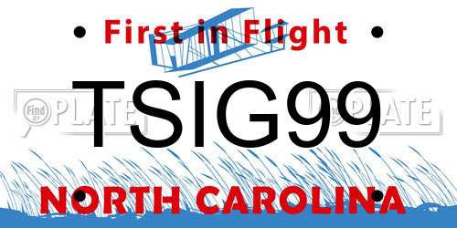 TSIG99 North Carolina License Plate