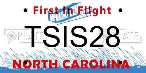 TSIS28 North Carolina License Plate