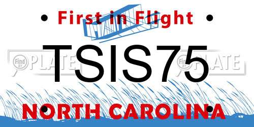 TSIS75 North Carolina License Plate