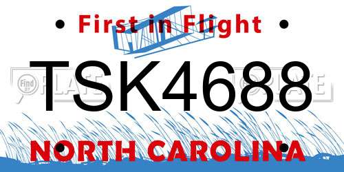 TSK4688 North Carolina License Plate