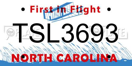 TSL3693 North Carolina License Plate