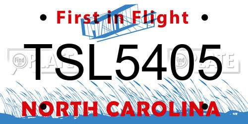 TSL5405 North Carolina License Plate