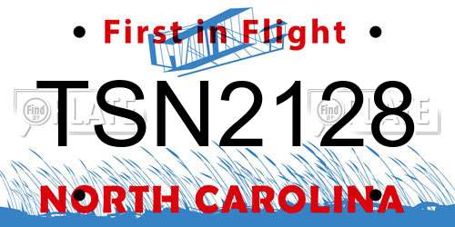 TSN2128 North Carolina License Plate