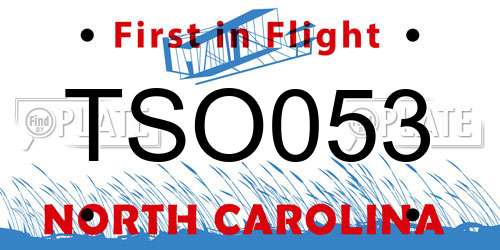 TSO053 North Carolina License Plate