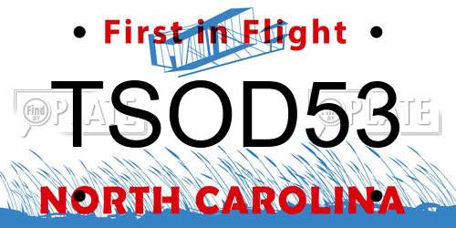 TSOD53 North Carolina License Plate