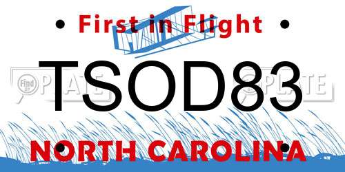 TSOD83 North Carolina License Plate