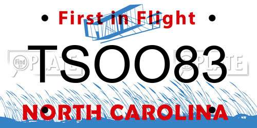 TSOO83 North Carolina License Plate
