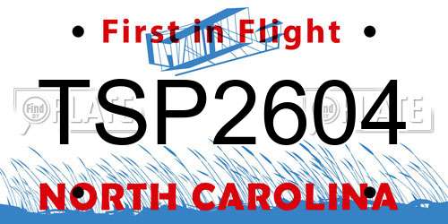 TSP2604 North Carolina License Plate