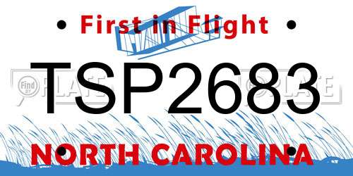 TSP2683 North Carolina License Plate