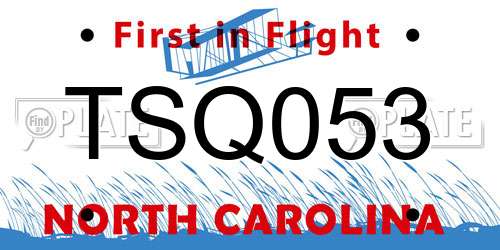 TSQ053 North Carolina License Plate