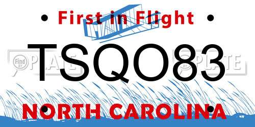 TSQO83 North Carolina License Plate