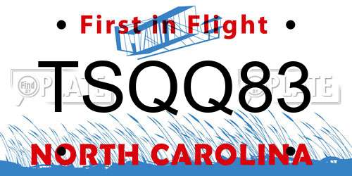 TSQQ83 North Carolina License Plate