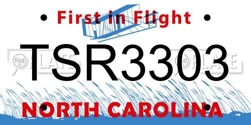 TSR3303 North Carolina License Plate