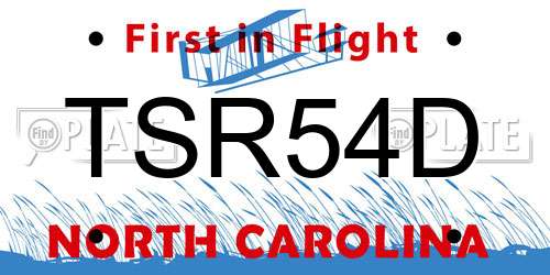 TSR54D North Carolina License Plate