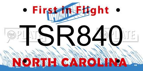 TSR840 North Carolina License Plate
