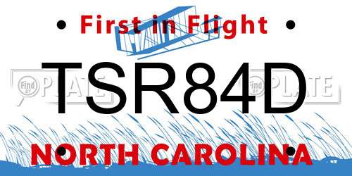 TSR84D North Carolina License Plate