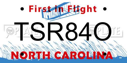 TSR84O North Carolina License Plate