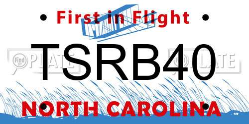 TSRB40 North Carolina License Plate