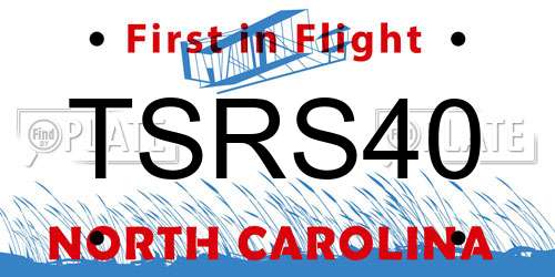 TSRS40 North Carolina License Plate