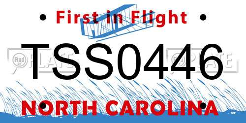 TSS0446 North Carolina License Plate