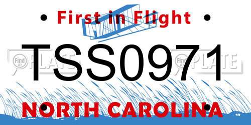TSS0971 North Carolina License Plate