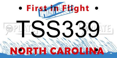 TSS339 North Carolina License Plate