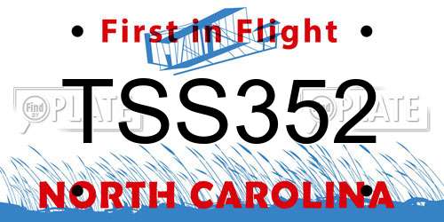 TSS352 North Carolina License Plate