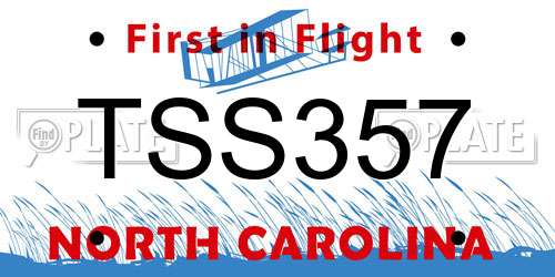 TSS357 North Carolina License Plate
