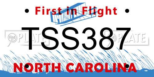 TSS387 North Carolina License Plate