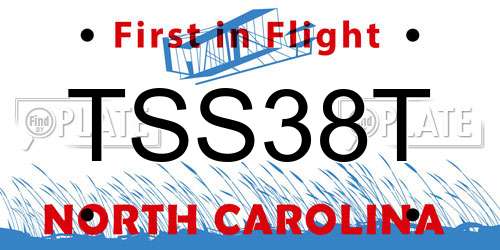 TSS38T North Carolina License Plate