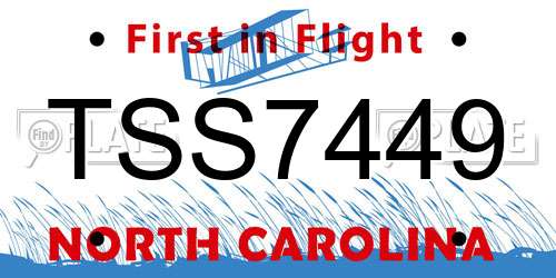 TSS7449 North Carolina License Plate