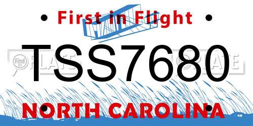TSS7680 North Carolina License Plate