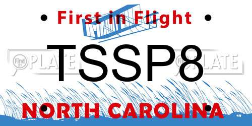 TSSP8 North Carolina License Plate