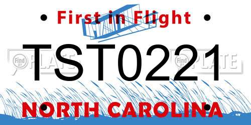 TST0221 North Carolina License Plate
