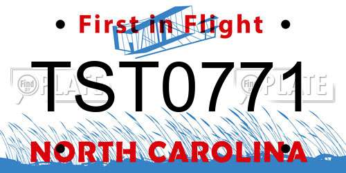 TST0771 North Carolina License Plate