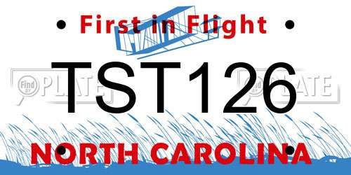 TST126 North Carolina License Plate