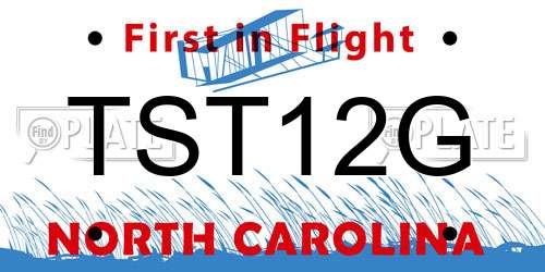 TST12G North Carolina License Plate