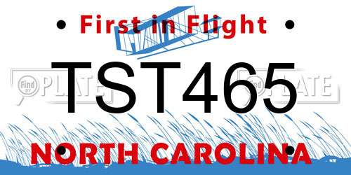 TST465 North Carolina License Plate