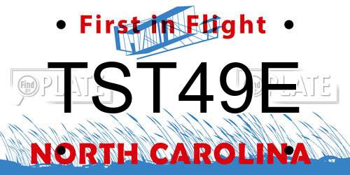 TST49E North Carolina License Plate