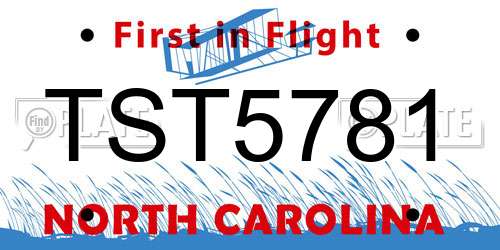 TST5781 North Carolina License Plate
