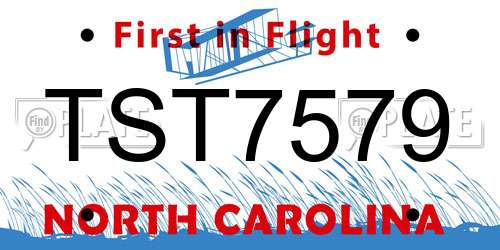 TST7579 North Carolina License Plate