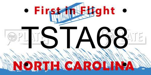 TSTA68 North Carolina License Plate