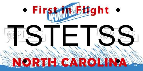 TSTETSS North Carolina License Plate
