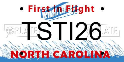 TSTI26 North Carolina License Plate