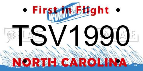 TSV1990 North Carolina License Plate