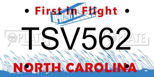TSV562 North Carolina License Plate