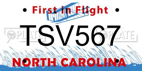 TSV567 North Carolina License Plate