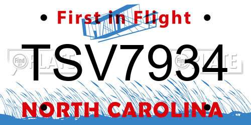 TSV7934 North Carolina License Plate